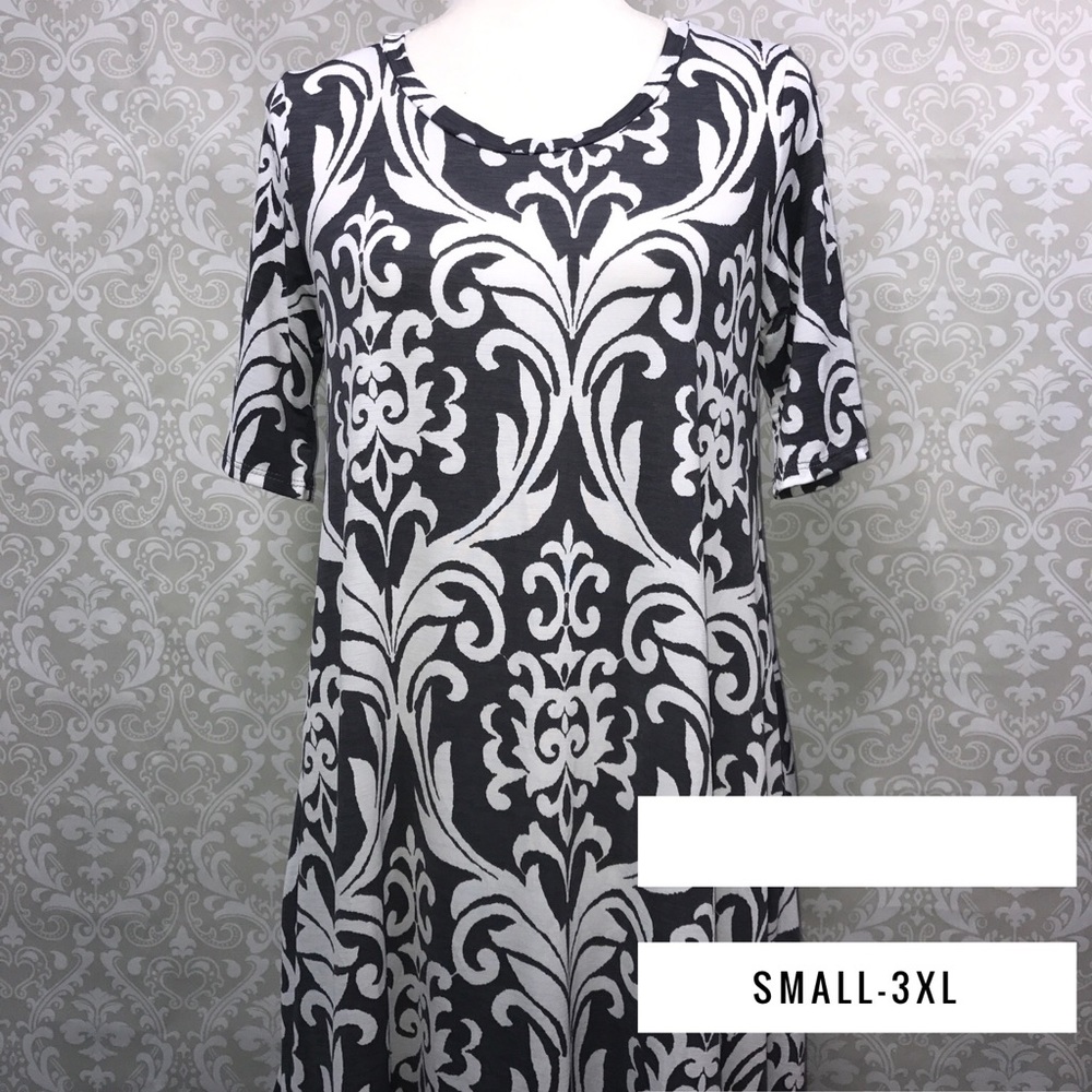 Grey and white damask dress